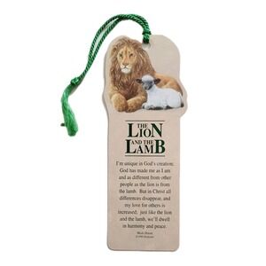 Vintage 90s Lion Lamb Bookmark 1990 Christian Bible Mark Dixon Dicksons BKM-1025